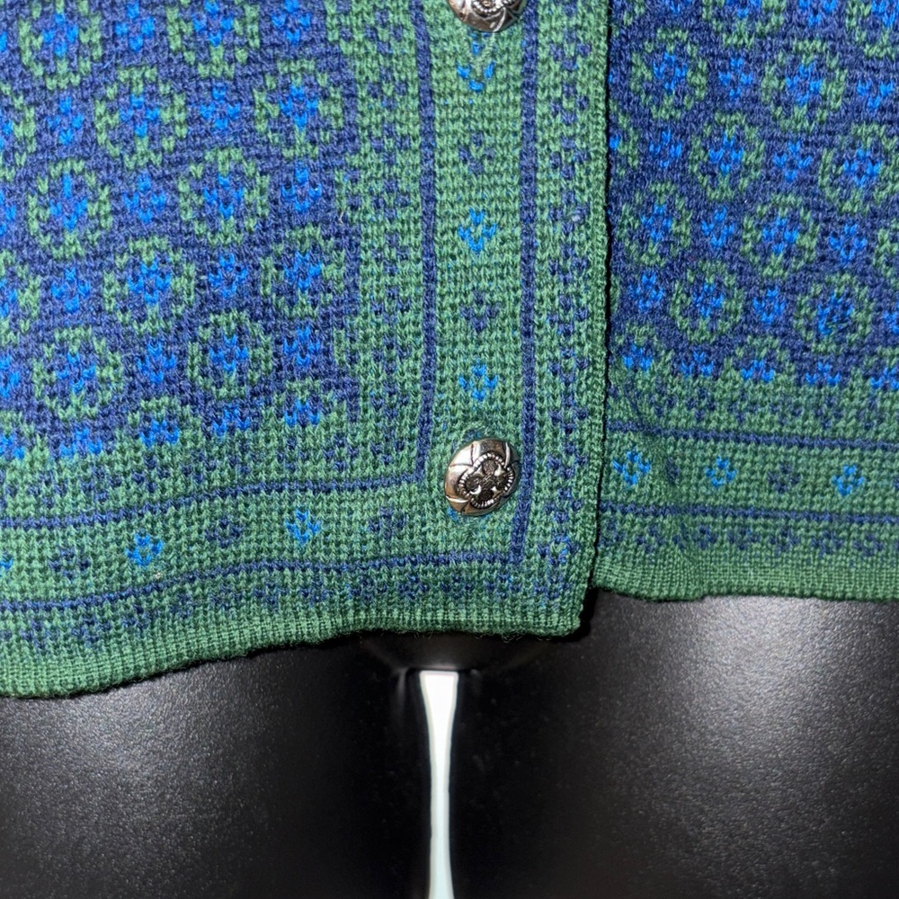 Vintage Catalina Jacquard Elegant Blue and Green Women's Sweater - Picture 5 of 10